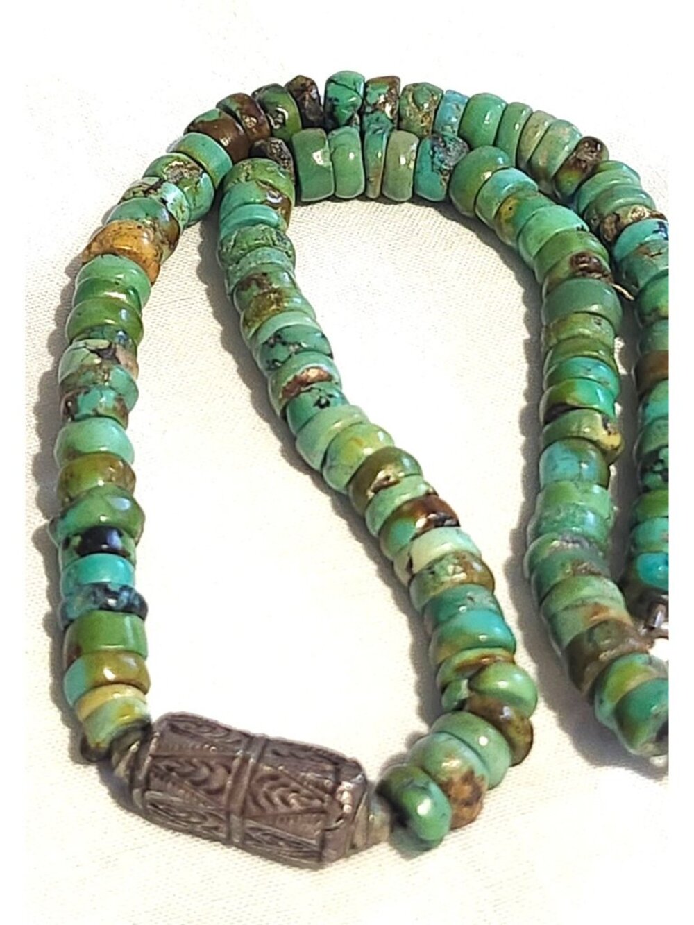 Lot 2 Southwestern Stone Bead Necklaces Blue Green Heishi Boho Toggle - Picture 3 of 6